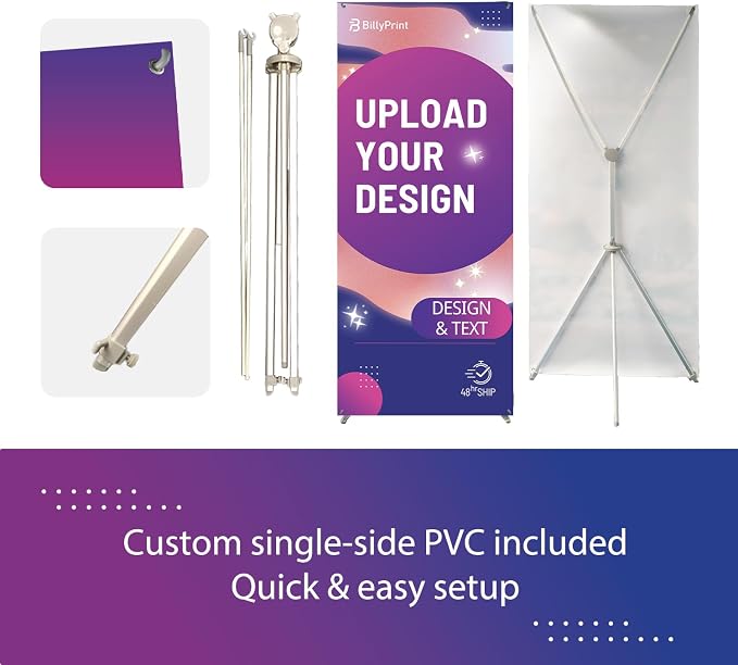 Custom Banner with X Stand 32" x 71" | Personalized X Banner Stand - Image 5