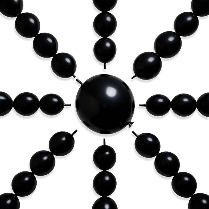 PartyWoo Black Linking Balloons 100pcs 6 Inch Black Link Balloons | by PartyWoo