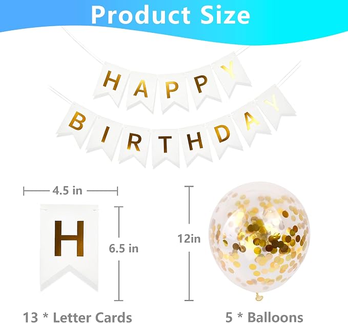 Happy Birthday Banner Sign Bunting Hanging Decorations - Image 6