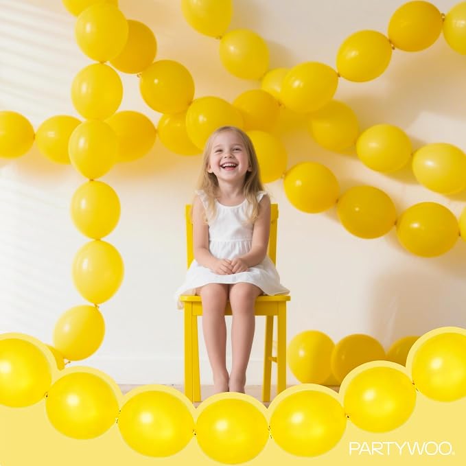 PartyWoo Yellow Linking Balloons 100pcs 6 Inch Yellow Link Balloons | - Image 3