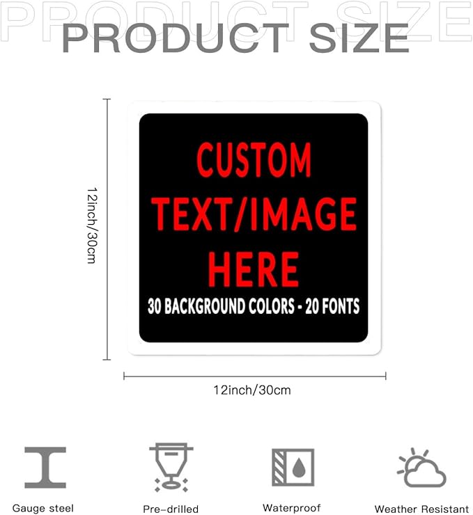Custom Sign Personalized Custom Metal Sign, Customize For Office, Business, Workplace, Office, Home, Delivery Signs 12x12