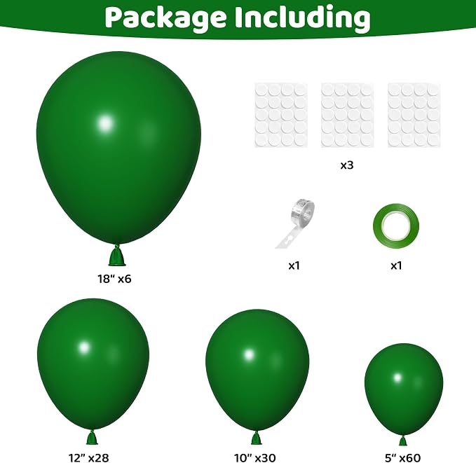Ouddy Party 129Pcs Dark Green Balloons Different Sizes 18 12 10 5 Inch - Image 2