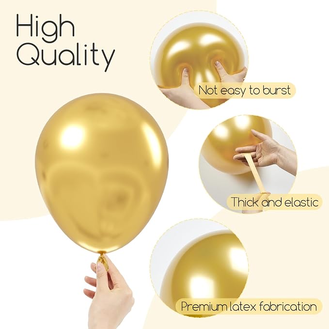 Awenztech 122pcs Metallic Gold Balloon Arch Kit, 18 12 10 5 inch Chrome Gold - Image 3