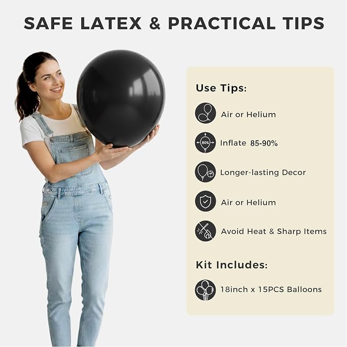 LOVESTOWN 18 Inch Black Large Balloons, Heavy Duty Balloons - Image 7