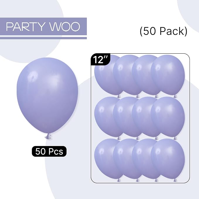 PartyWoo Dusty Purple Balloons 50pcs Lavender Lilac Boho Neutral Color | 12 - Image 8