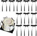 30 Pack Bow Cake Toppers Black Ribbon Bows by NatNarr