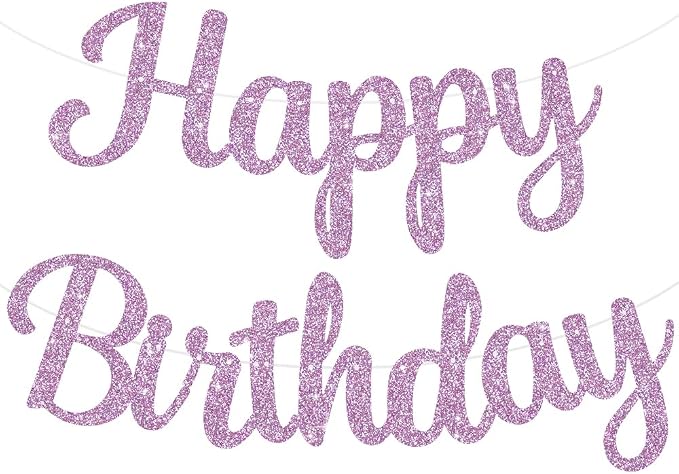 BEISHIDA Glitter Light Purple Happy Birthday Banner Party Decoration NO DIY | by Beishida