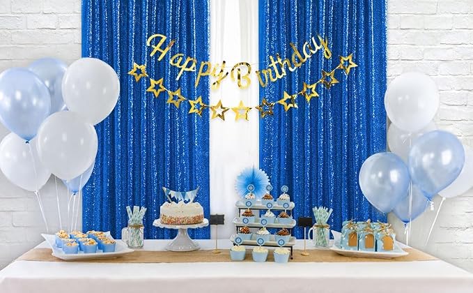 Sequin Backdrop Navy 6 Pieces 2FTx8FT Shimmer Birthday Wedding Photograph Baby - Image 3