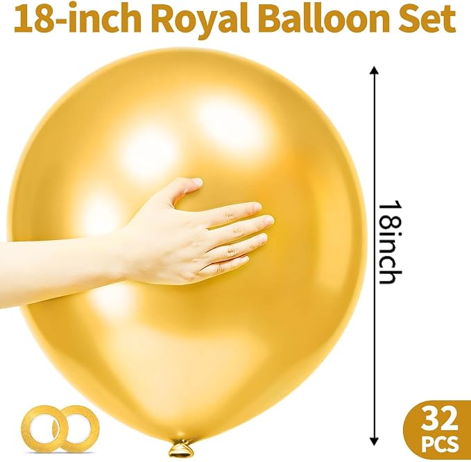 32Pcs Pearl Gold Big Balloons 18 Inch - Image 3