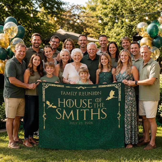 Custom Family Reunion Banner Medieval Fantasy Style Personalized - Image 4