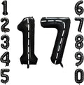 Black and White Stripes Number 17 Balloon 40 Inch, Road Style Numeral | Chic by Unknown