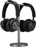 Double Headphones Stand, Aluminum Alloy Desk 3 Headsets Holder Supporting Desktop Earphone Hanger Mount Storage Rack with Heavy Base for Home and Office Display Spacegrey