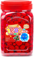 Iooleem Red Pom Poms, Pom Poms for Arts and Crafts, Pom Pom Balls by IOOLEEM