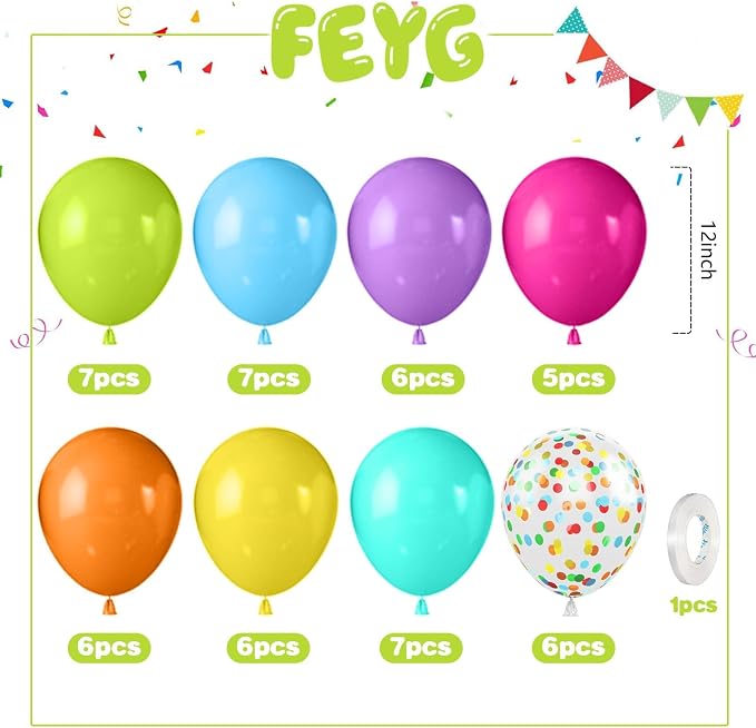 Rainbow Balloons, for Birthday Baby Shower Summer Topic Party Decorations - Image 2