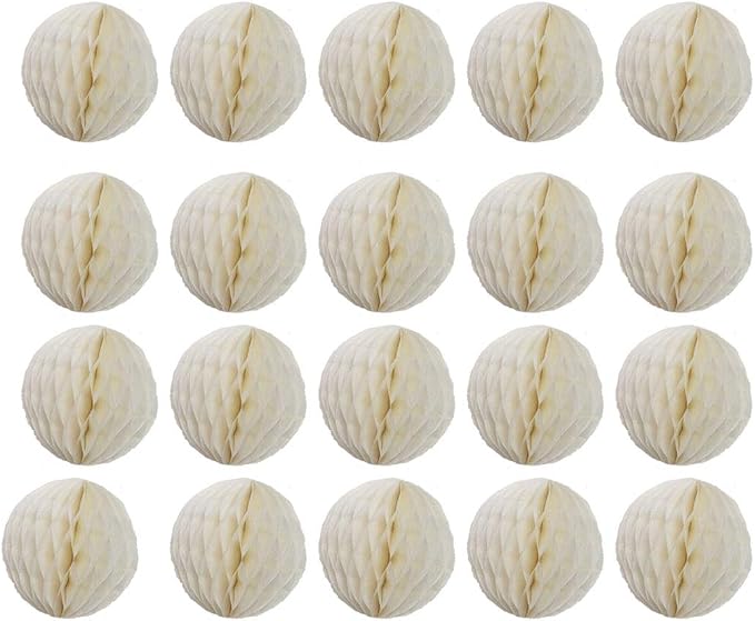 20pcs Cream Honeycomb Flower Balls Paper Honeycomb Balls | Paper Flower Balls by ZGjoy