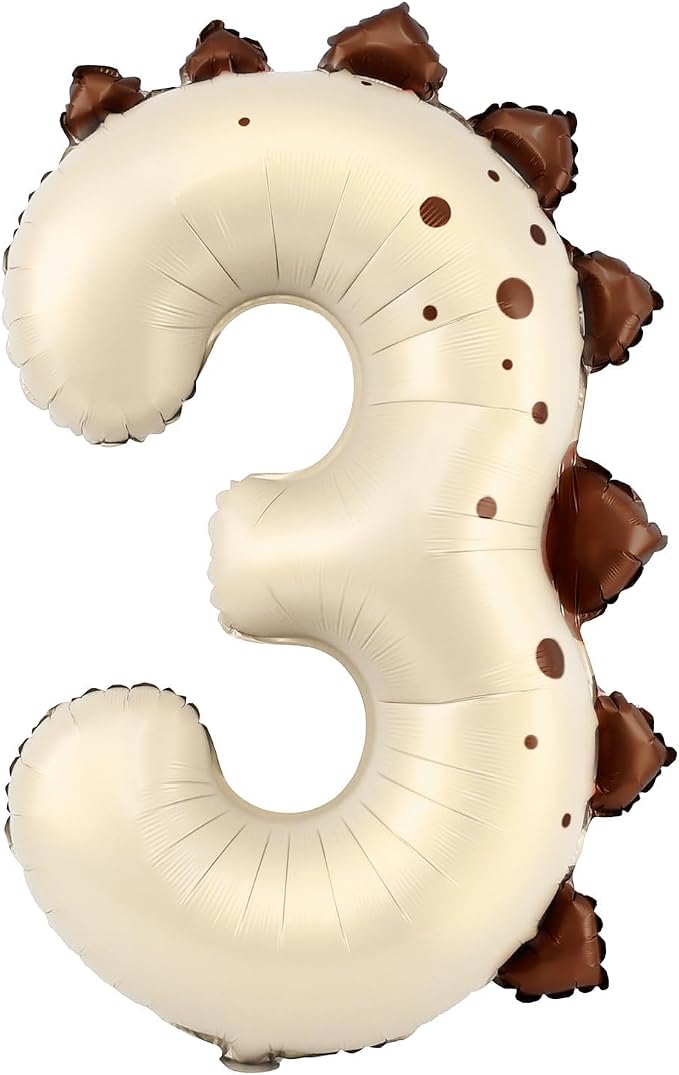 Dinosaur Number 3 Balloon, 30 Inch Birthday Party Decorations by AXBMM