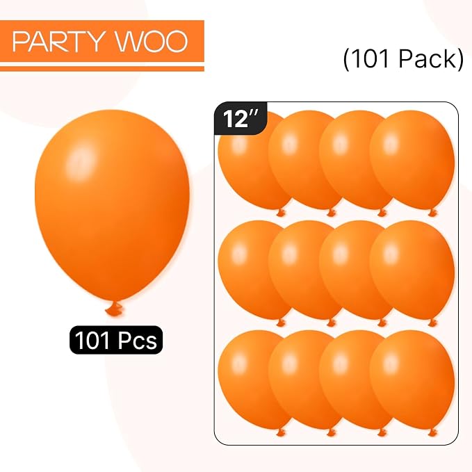PartyWoo Orange Balloons 101pcs 12 Inch Fall Latex Helium Balloons - Image 7