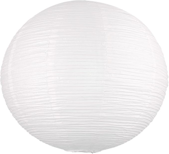 White Round Paper Lantern Lampshade, Chinese Foldable Design - Image 5