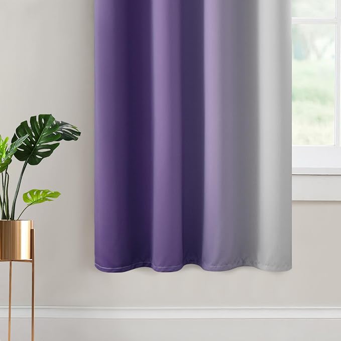 Yakamok Ombre Curtains Lavender Purple and Greyish White - Image 4