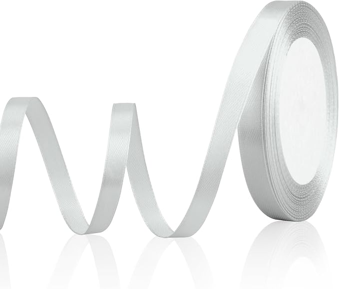 Silver Ribbon for Gift Wrapping Fabric Satin Ribbon 3/8 Inch Silver Ribbons for by OALCQ