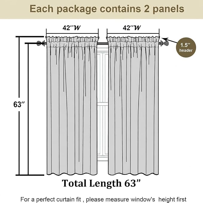Yellow and Grayish Curtains for Living Room 63 Inch Length Ombre Curtains 2 - Image 3