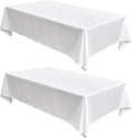 Fitable Faux Linen Tablecloths 2 Pack, Faux Burlap Fabric Table Clothes for Rectangle Tables, Rustic Table Covers for Kitchen Dining, Party, Farmhouse (White, 54 x 78 Inch)