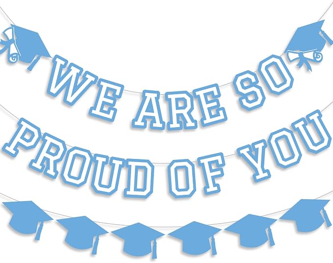 We Are So Proud Of You Banner Graduation Party Decorations Congrats Grad Cap by Unknown