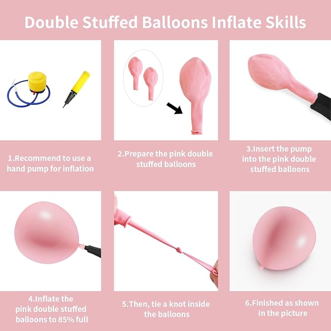 Light Pink Double Stuffed Balloons Different Size 115Pcs 5/10/12/18" Pink - Image 3