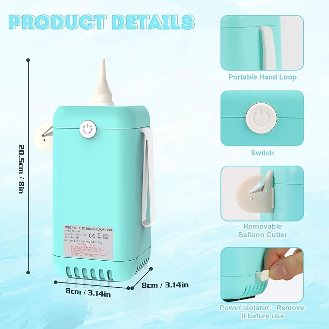 AXHJ Balloon Pump Electric Air Pumps, 2-in-1 Electric Air Balloon Pump，Balloon - Image 3