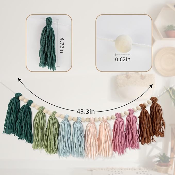Rainbow Boho Tassel Wall Hanging - Image 6