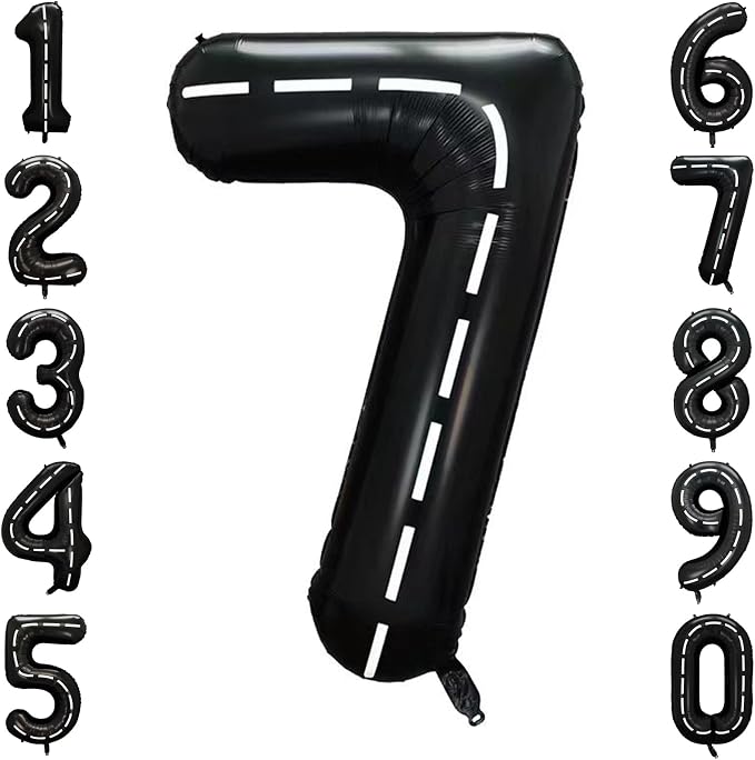 Black and White Stripes Number 7 Balloon 40 Inch, Road Style Numeral | by Unknown