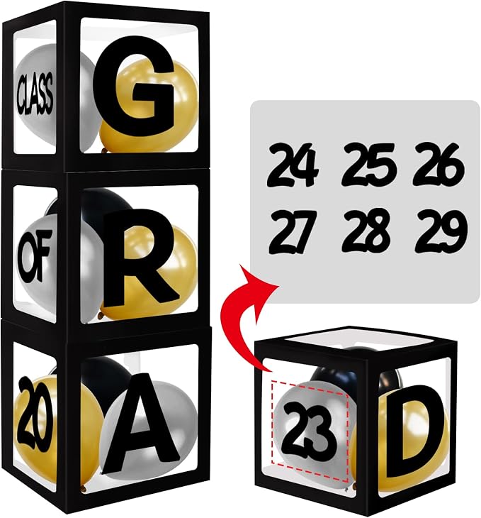 Class Of 2026 Graduation Decorations Black Graduation Balloon Box Kit, - Image 3