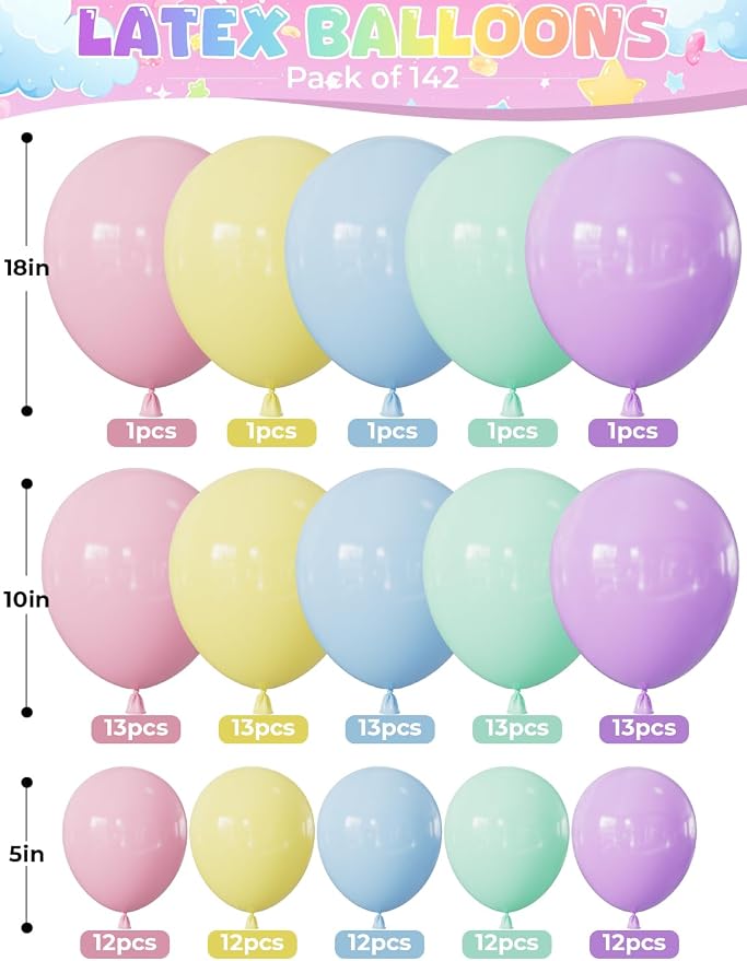 Pastel Balloon Arch Garland Kit, Candy Ice Cream Foil Balloons - Image 4