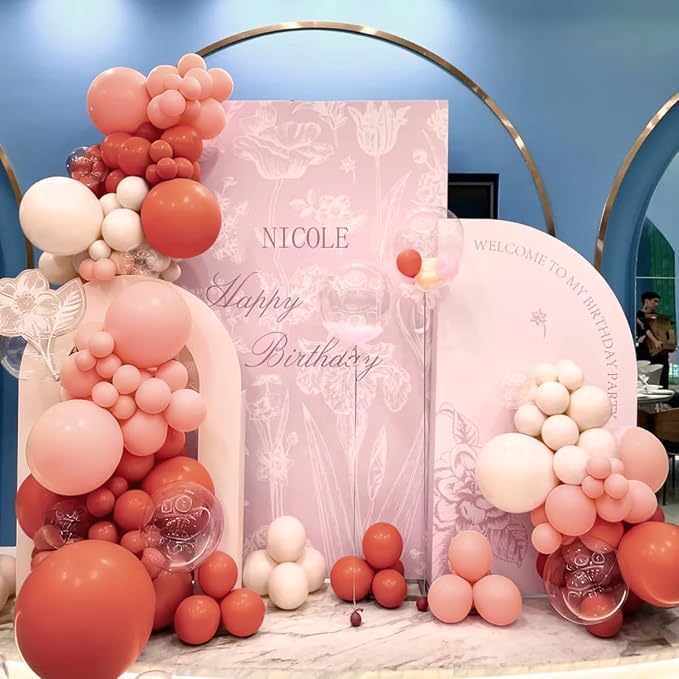 MEBAY Orange Pink Blush White Balloon Garland Arch Kit - Image 4