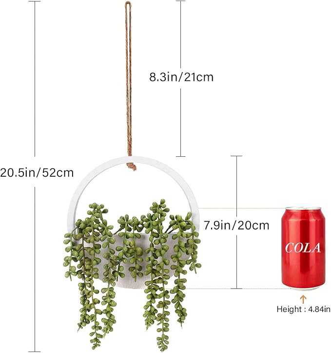 Artificial Succulents Hanging Plants 12.2'' Fake String of Pearls in Pot - Image 2