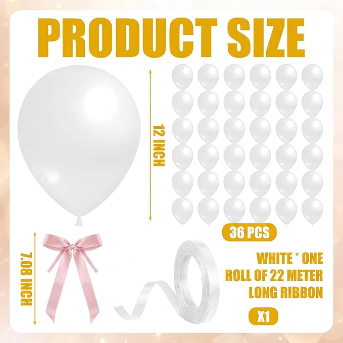 Gejoy 63 Pcs Ceiling Balloons Kit 12'' Pearl White Balloons - Image 6