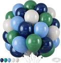 Navy Blue Dark Blue Green White Latex Balloons, 12 Inch, by FEYG