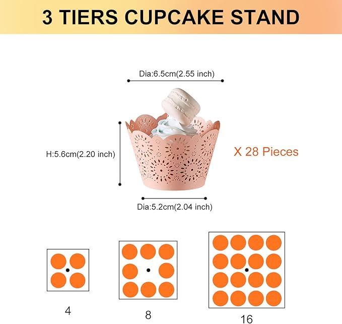 Boxalls Cupcake Stand, 3 Tier Square Acrylic Cupcake Display Stand Holder, Clear Dessert Pastry Tower for Wedding, Birthday, Theme Party, Baby Shower