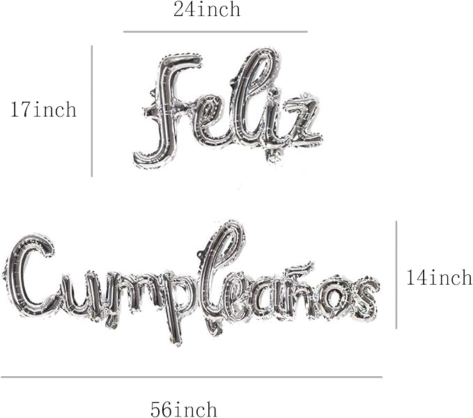 Silver Feliz Cumpleanos Small Letters Conjoined Balloons Feliz Cumpleanos - Image 2