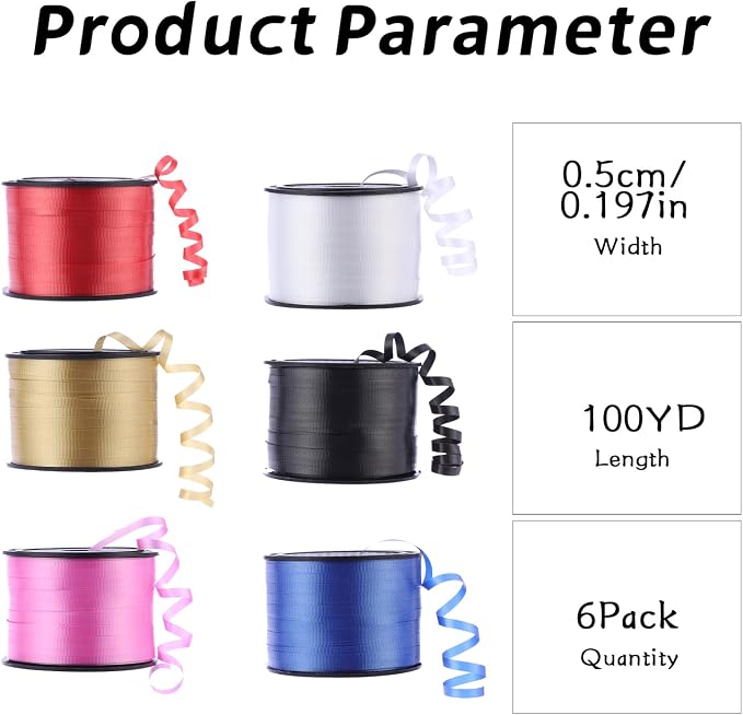 100 Yards Curling Ribbon-Balloon 6PCS Ribbon-Balloon String - Image 2
