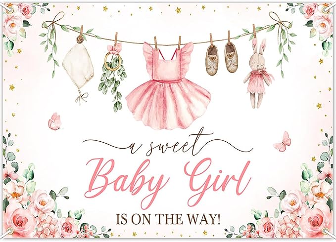Mocsicka Baby Shower Backdrop Banner Cute Clothes Baby Shower Background a by Mocsicka