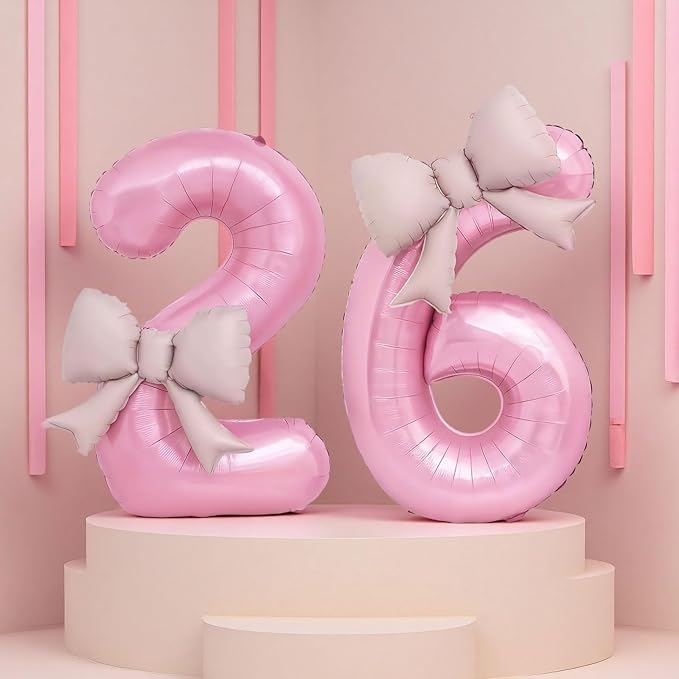 Bow Pink 2 Balloons, 40 Inch Giant Pink Bow Helium Foil Number 2 - Image 7