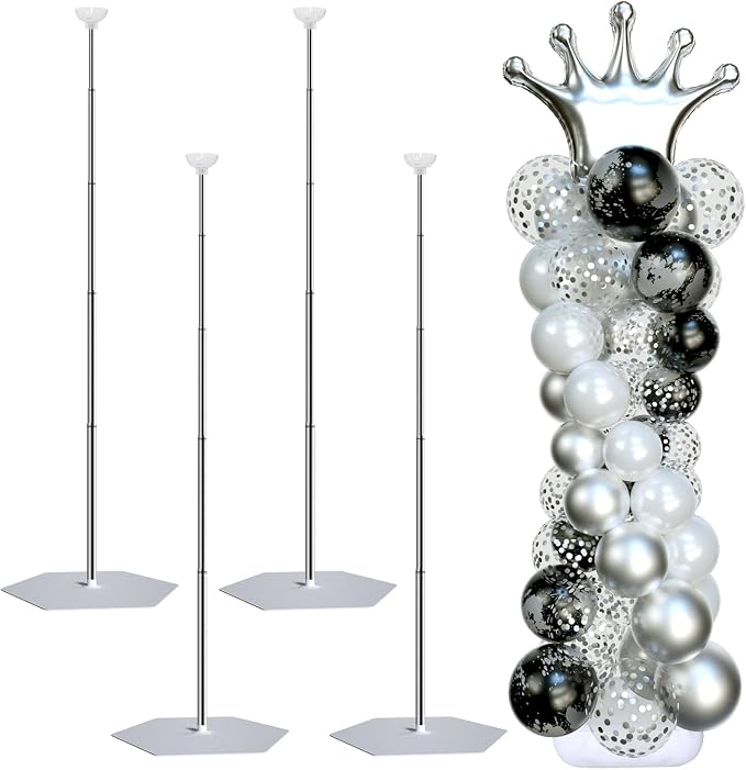 Balloon Arch Stand, Balloon Stand Set of 4, 7 Feet Height Adjustable Metal by SINBEE