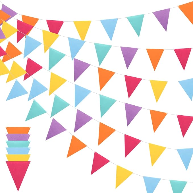 Outus 6 Pack 72 Flags/8.2 ft Rainbow Pennant Banner by Outus