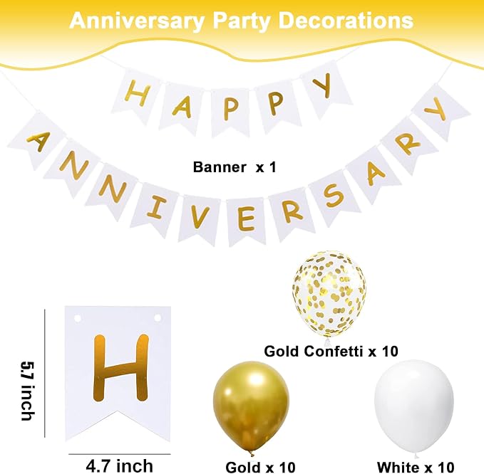 Happy Anniversary Banner Valentines Day Wedding Party Decorations Love Party - Image 2
