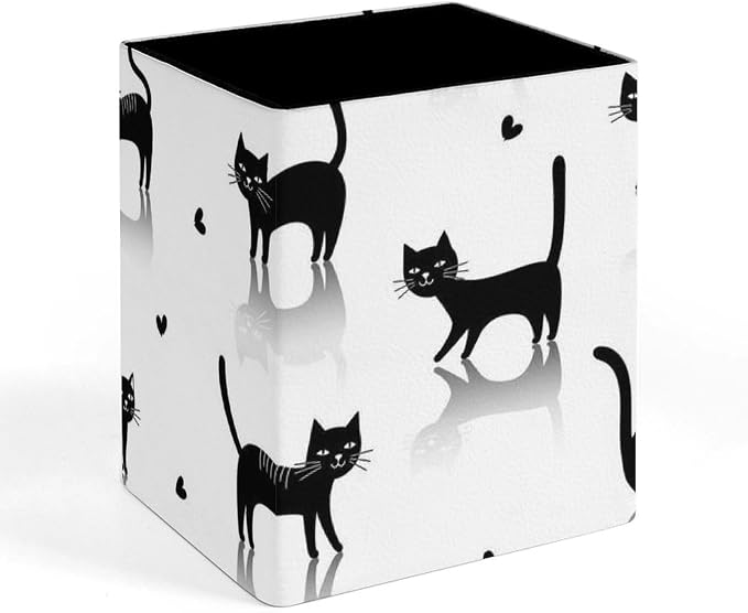 Pencil Pen Holder Cup, Desk Accessories Holder Black Cats White, Makeup Brush by Unknown