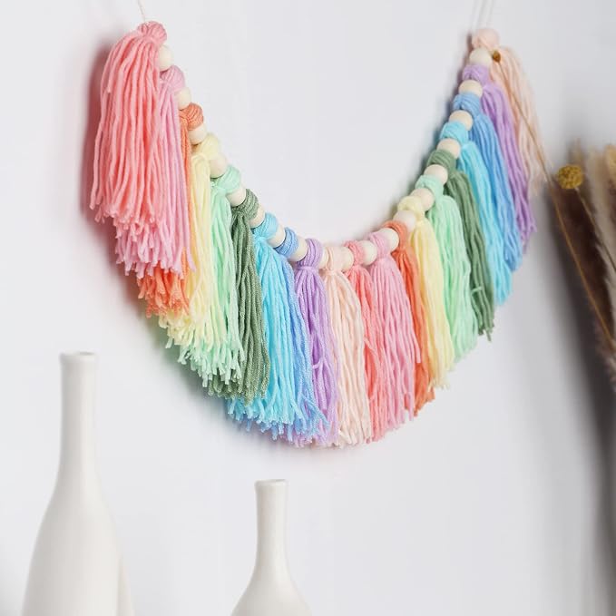 Pastel Rainbow Tassel Garland - Image 6