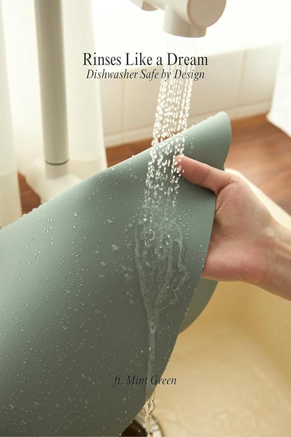 Sage Green Oval Silicone Placemats Set of 4 – Heat Resistant, Waterproof - Image 5