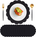 60 Pcs Black Paper Placemats, 13.5 Inch Scalloped Table Mats | Thick Paper by NatNarr