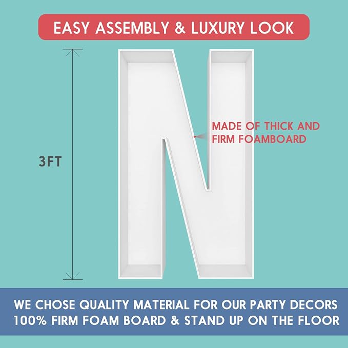 3FT Tall Mosaic Balloon Frame Letters Big Marquee Light Up Letters DIY Kit - Image 2